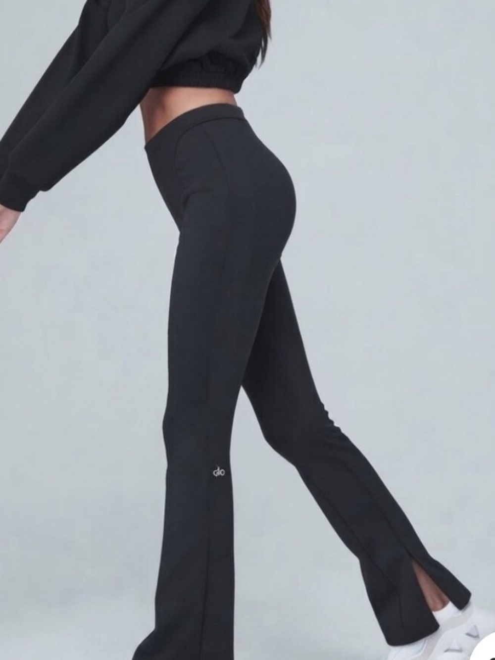 ALO Yoga Black Flared Leggings with Side Slit